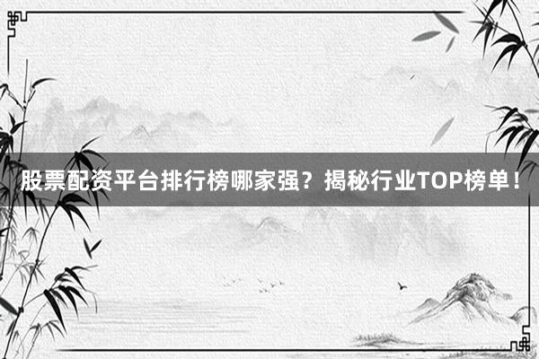 股票配资平台排行榜哪家强？揭秘行业TOP榜单！