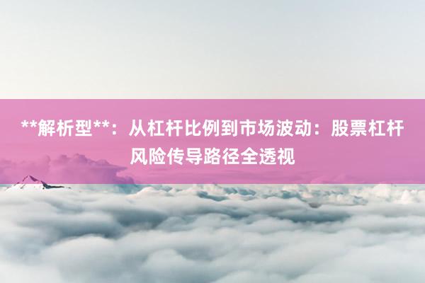 **解析型**：从杠杆比例到市场波动：股票杠杆风险传导路径全透视
