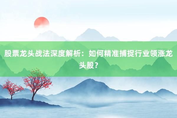 股票龙头战法深度解析：如何精准捕捉行业领涨龙头股？
