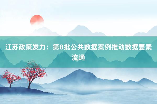 江苏政策发力：第8批公共数据案例推动数据要素流通