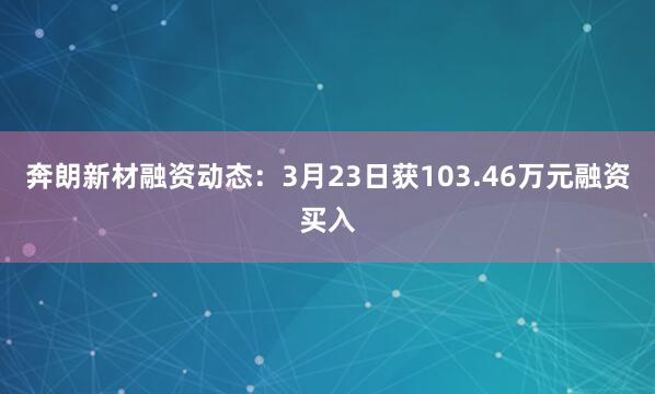 奔朗新材融资动态：3月23日获103.46万元融资买入