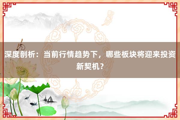 深度剖析：当前行情趋势下，哪些板块将迎来投资新契机？
