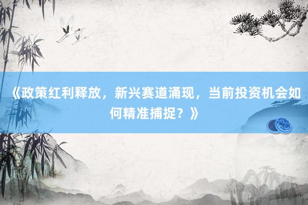 《政策红利释放，新兴赛道涌现，当前投资机会如何精准捕捉？》