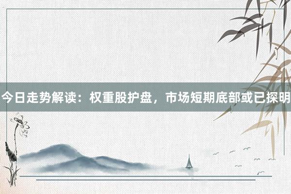 今日走势解读：权重股护盘，市场短期底部或已探明