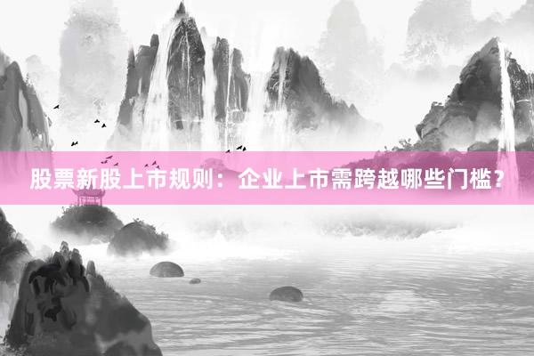 股票新股上市规则：企业上市需跨越哪些门槛？