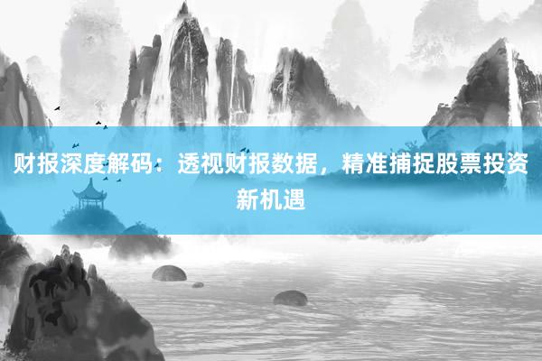 财报深度解码：透视财报数据，精准捕捉股票投资新机遇