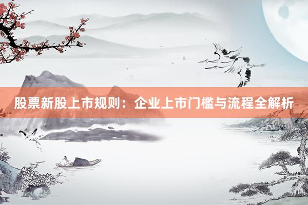 股票新股上市规则：企业上市门槛与流程全解析