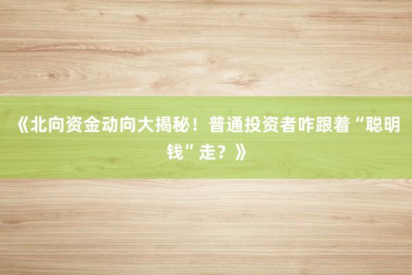 《北向资金动向大揭秘！普通投资者咋跟着“聪明钱”走？》